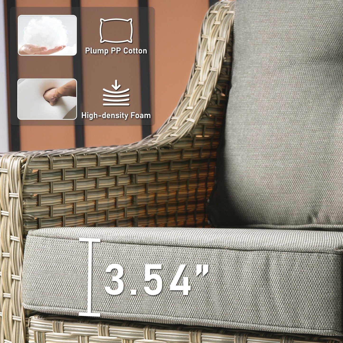 Ensemble de 2 chaises de patio extérieures en rotin tressé à dossier haut HOOOWOOO