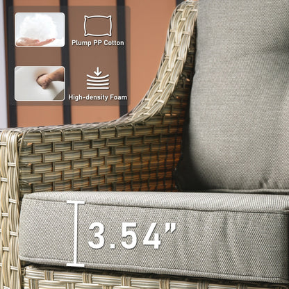 Ensemble de 2 chaises de patio extérieures en rotin tressé à dossier haut HOOOWOOO