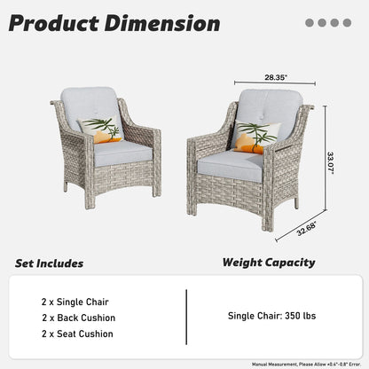 Ensemble de 2 chaises de patio extérieures en rotin tressé à dossier haut HOOOWOOO