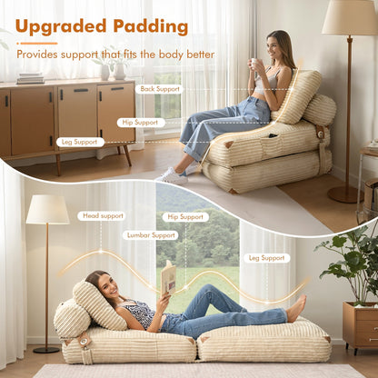 HOOOWOOO Canapé pliant moderne en velours côtelé