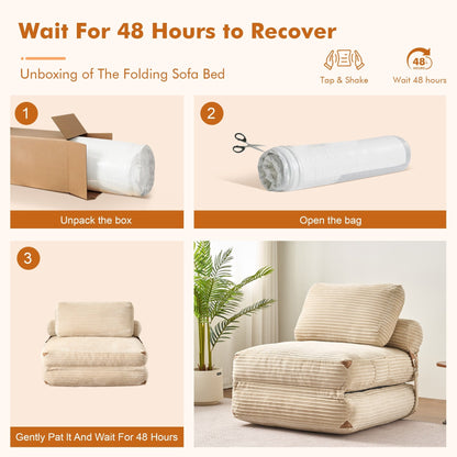 HOOOWOOO Canapé pliant moderne en velours côtelé