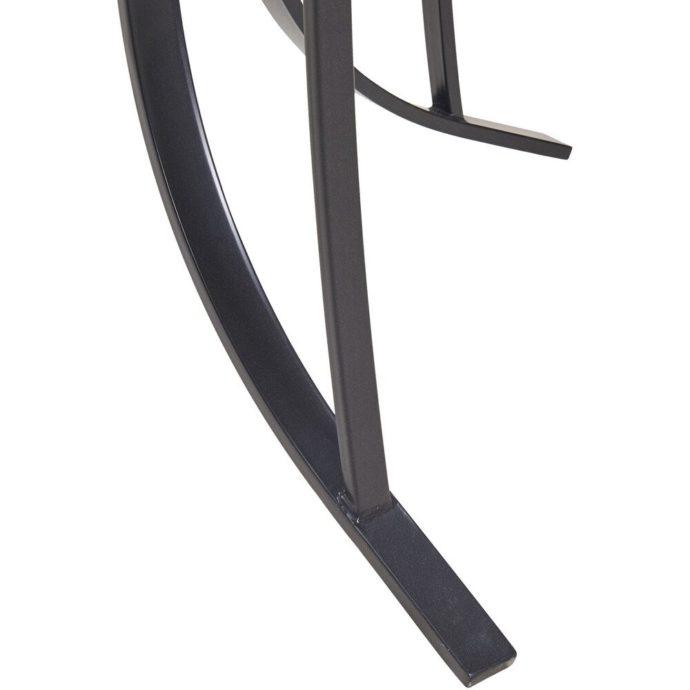 Ensemble de salle à manger 5 pièces Hanover Lavallette bleu océan avec 4 chaises fixes, table ronde en verre de 132 cm, parasol et pied de table.