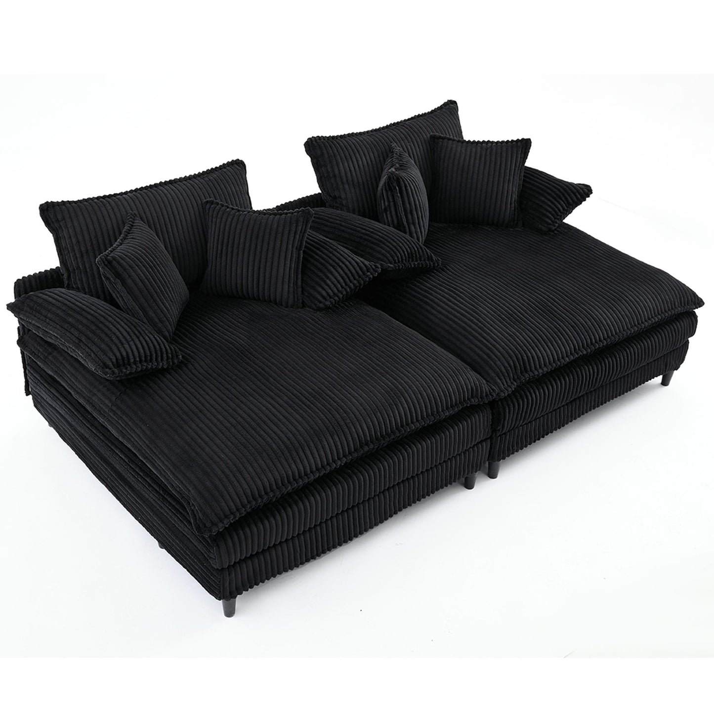 Canapé-lit surdimensionné Harmonia 109 W en velours côtelé, méridienne double profonde avec 4 coussins