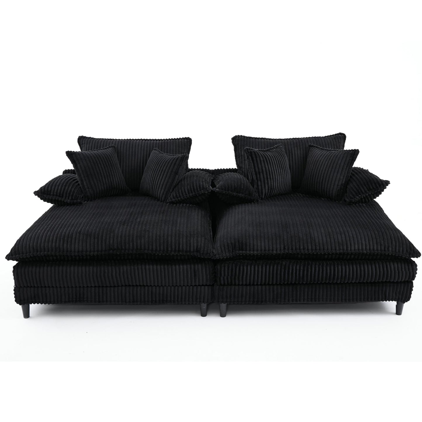 Canapé-lit surdimensionné Harmonia 109 W en velours côtelé, méridienne double profonde avec 4 coussins