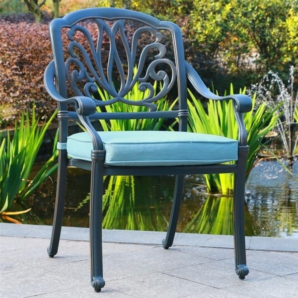 Ensemble de salle à manger 13 pièces Manasquan en aluminium couleur canon de fusil par Havenside Home