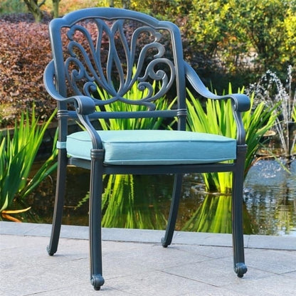 Ensemble de salle à manger 13 pièces Manasquan en aluminium couleur canon de fusil par Havenside Home