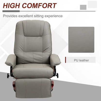 Fauteuil inclinable HomCom en similicuir, réglable, pivotant et à base manuelle, avec repose-pieds confortable et relaxant