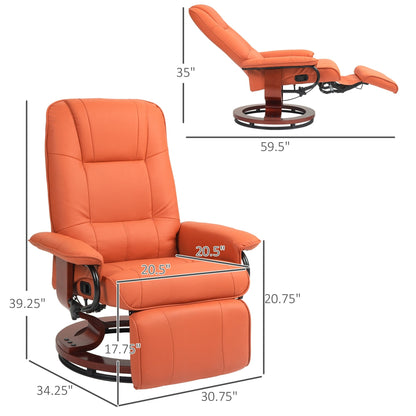 Fauteuil inclinable HomCom en similicuir, réglable, pivotant et à base manuelle, avec repose-pieds confortable et relaxant