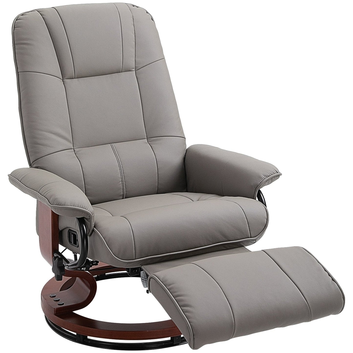 Fauteuil inclinable HomCom en similicuir, réglable, pivotant et à base manuelle, avec repose-pieds confortable et relaxant