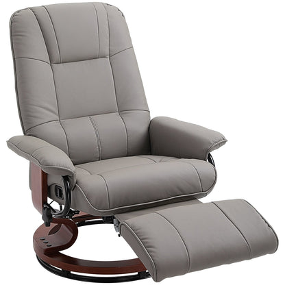 Fauteuil inclinable HomCom en similicuir, réglable, pivotant et à base manuelle, avec repose-pieds confortable et relaxant