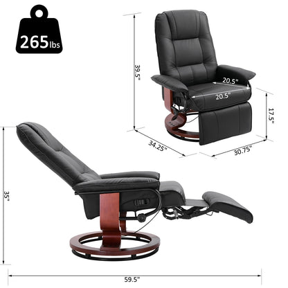 Fauteuil inclinable HomCom en similicuir, réglable, pivotant et à base manuelle, avec repose-pieds confortable et relaxant