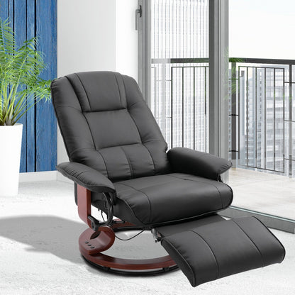 Fauteuil inclinable HomCom en similicuir, réglable, pivotant et à base manuelle, avec repose-pieds confortable et relaxant