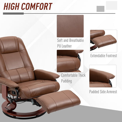 Fauteuil inclinable HomCom en similicuir, réglable, pivotant et à base manuelle, avec repose-pieds confortable et relaxant