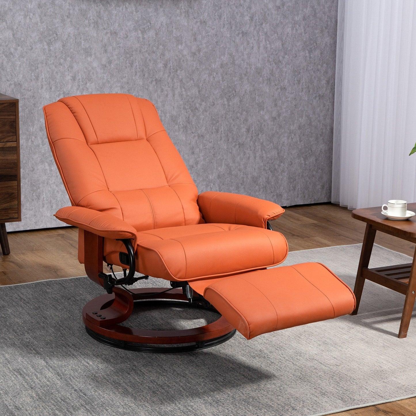 Fauteuil inclinable HomCom en similicuir, réglable, pivotant et à base manuelle, avec repose-pieds confortable et relaxant
