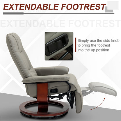 Fauteuil inclinable HomCom en similicuir, réglable, pivotant et à base manuelle, avec repose-pieds confortable et relaxant