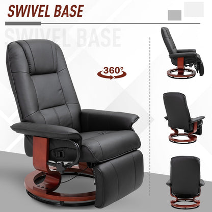 Fauteuil inclinable HomCom en similicuir, réglable, pivotant et à base manuelle, avec repose-pieds confortable et relaxant