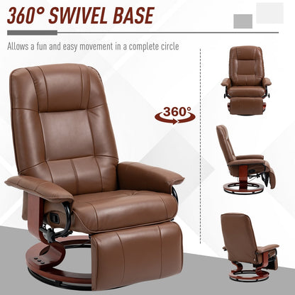 Fauteuil inclinable HomCom en similicuir, réglable, pivotant et à base manuelle, avec repose-pieds confortable et relaxant