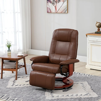 Fauteuil inclinable HomCom en similicuir, réglable, pivotant et à base manuelle, avec repose-pieds confortable et relaxant