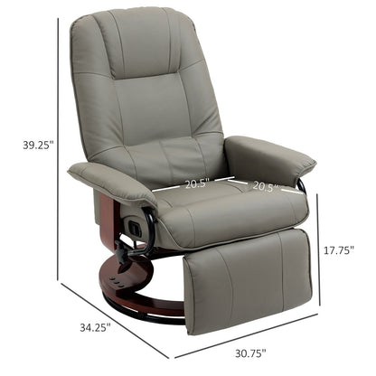 Fauteuil inclinable HomCom en similicuir, réglable, pivotant et à base manuelle, avec repose-pieds confortable et relaxant