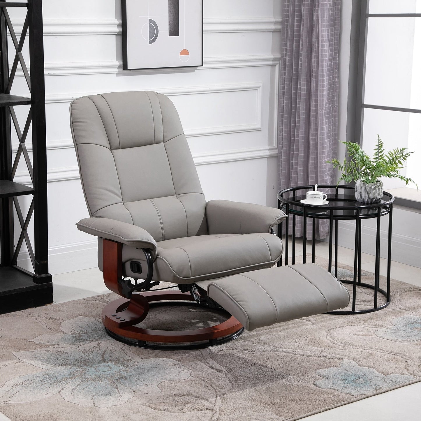 Fauteuil inclinable HomCom en similicuir, réglable, pivotant et à base manuelle, avec repose-pieds confortable et relaxant