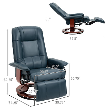 Fauteuil inclinable HomCom en similicuir, réglable, pivotant et à base manuelle, avec repose-pieds confortable et relaxant