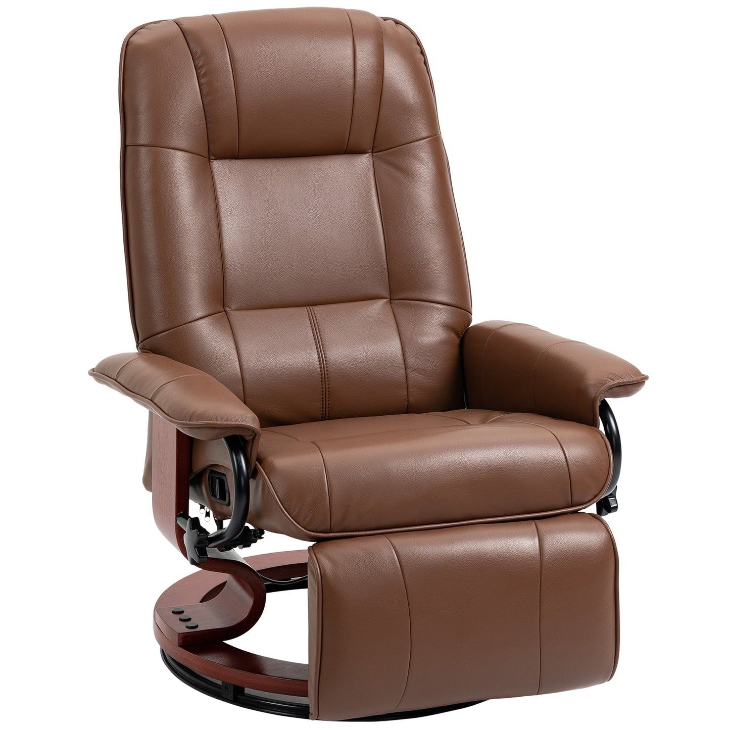 Fauteuil inclinable HomCom en similicuir, réglable, pivotant et à base manuelle, avec repose-pieds confortable et relaxant