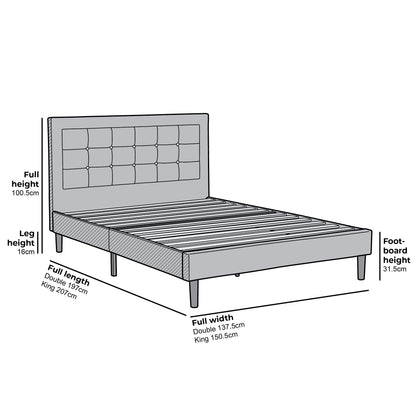 Lit rembourré Chastleton avec tête de lit Diamante (velours gris)