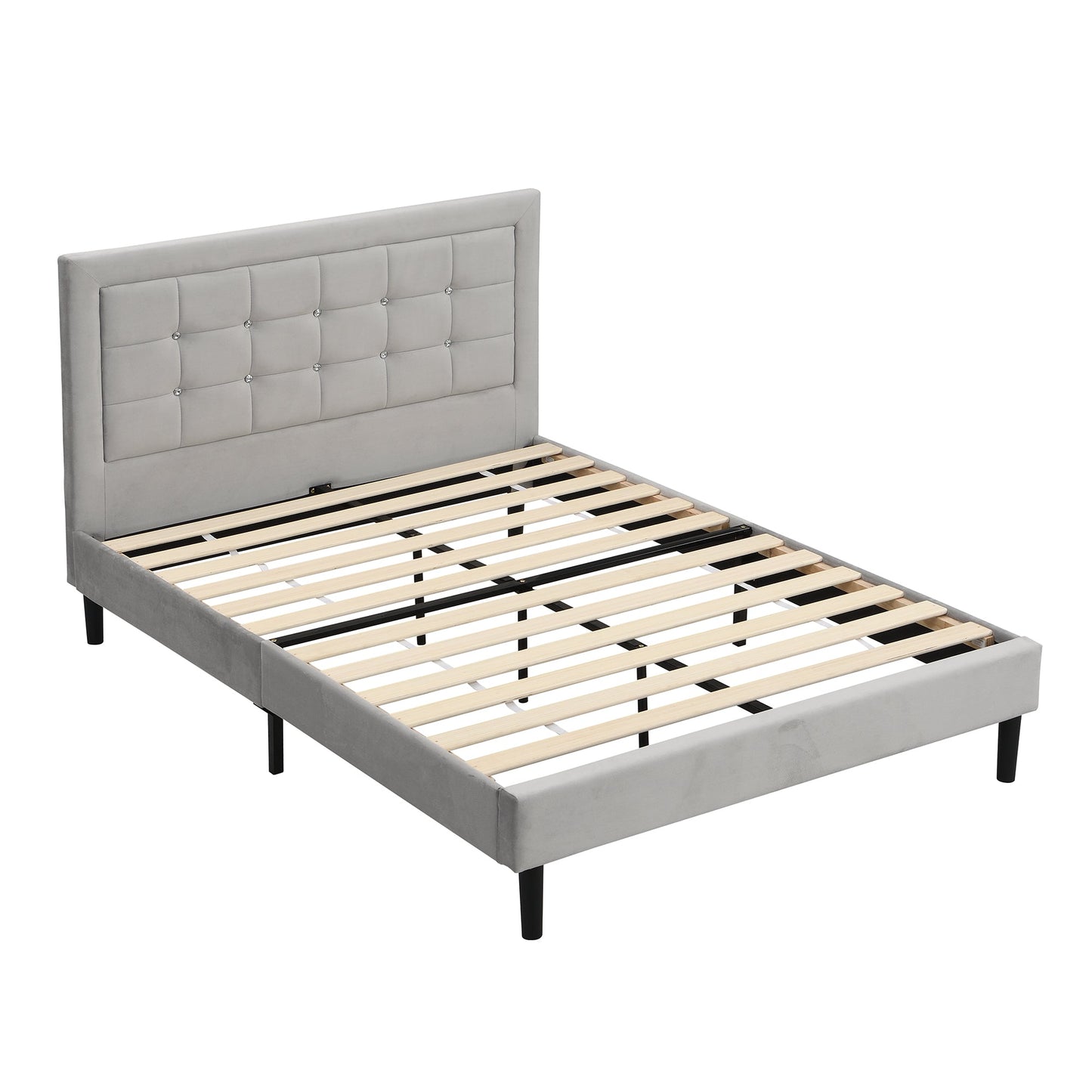 Lit rembourré Chastleton avec tête de lit Diamante (velours gris)