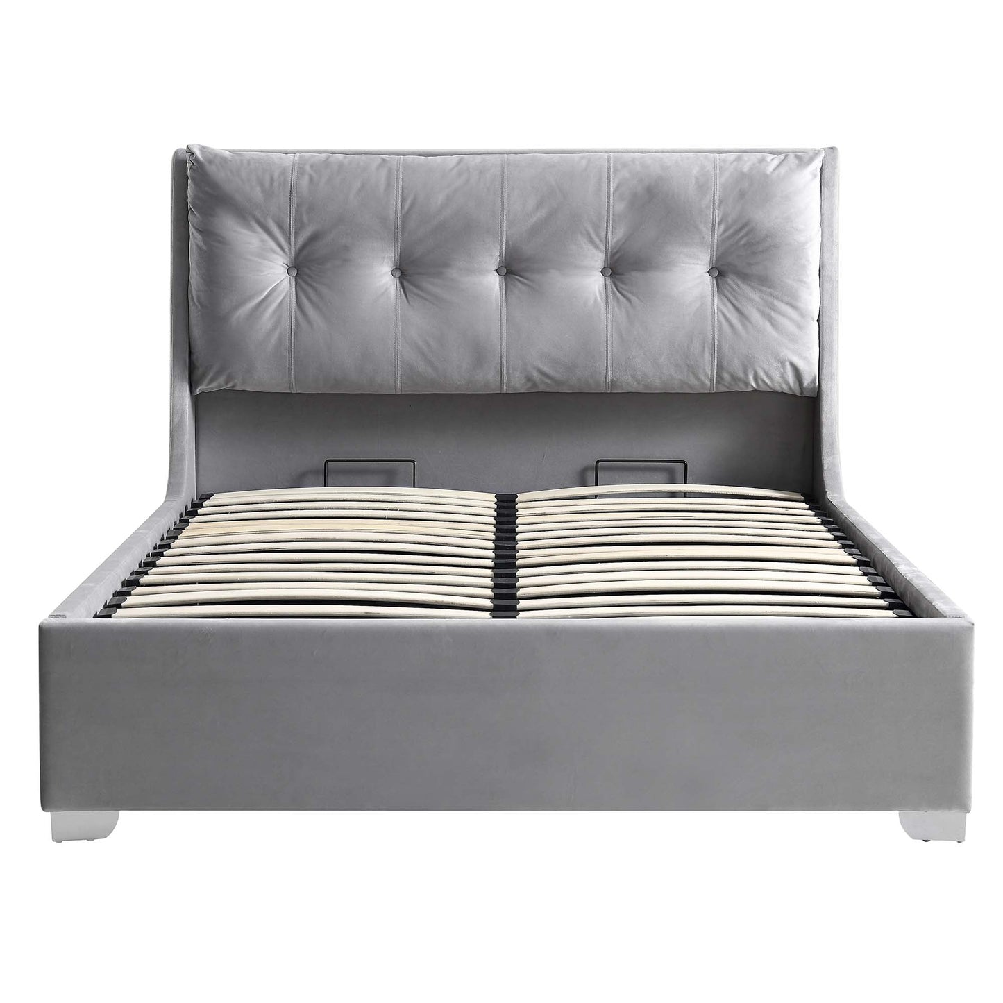 Lit coffre ottoman en velours gris Hadley