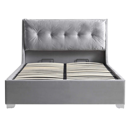 Lit coffre ottoman en velours gris Hadley