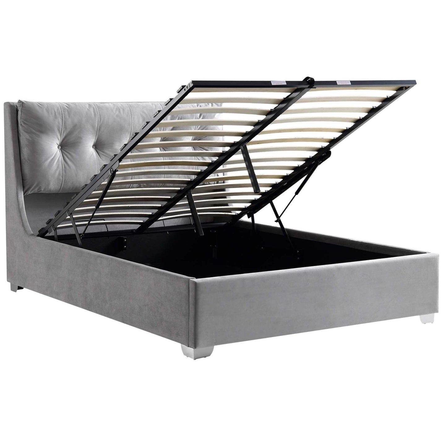 Lit coffre ottoman en velours gris Hadley