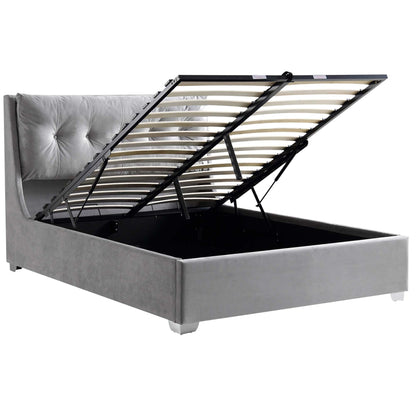 Lit coffre ottoman en velours gris Hadley