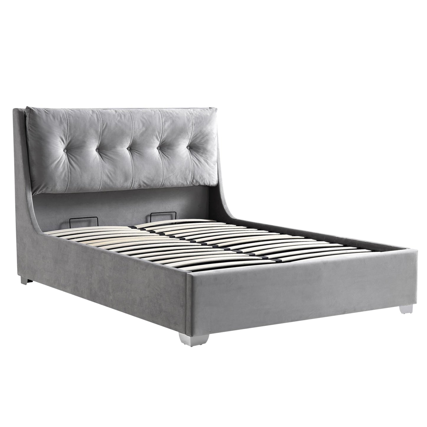 Lit coffre ottoman en velours gris Hadley