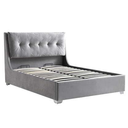 Lit coffre ottoman en velours gris Hadley