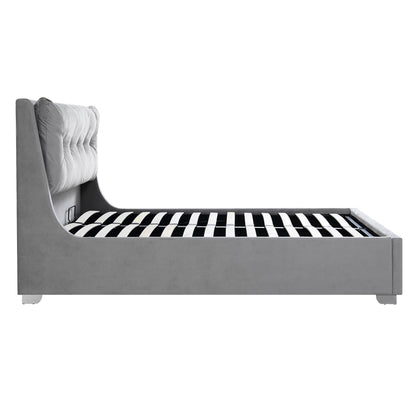Lit coffre ottoman en velours gris Hadley