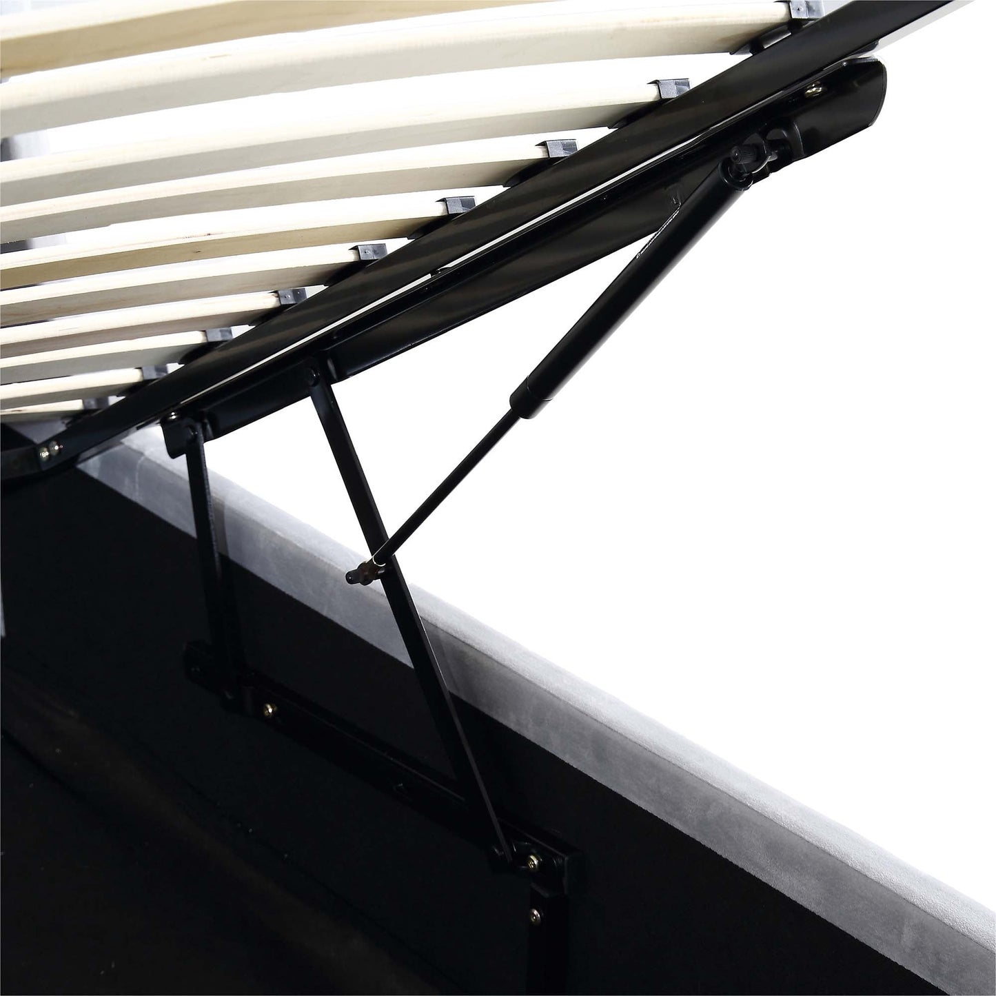 Lit coffre ottoman en velours gris Hadley