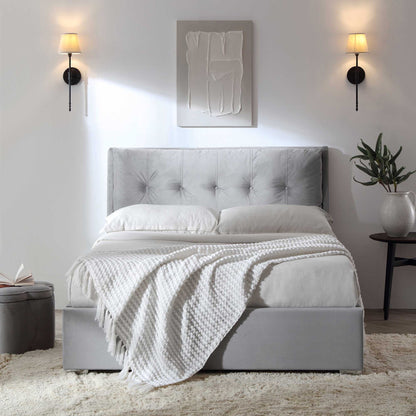 Lit coffre ottoman en velours gris Hadley