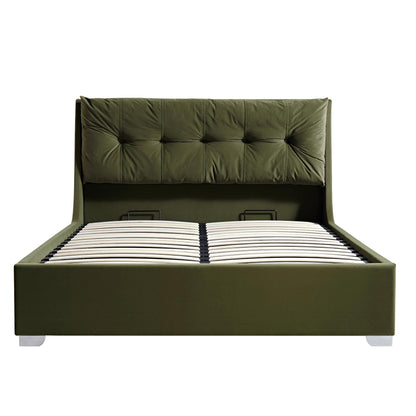 Lit ottoman de rangement en velours vert mousse Hadley