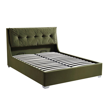 Lit ottoman de rangement en velours vert mousse Hadley