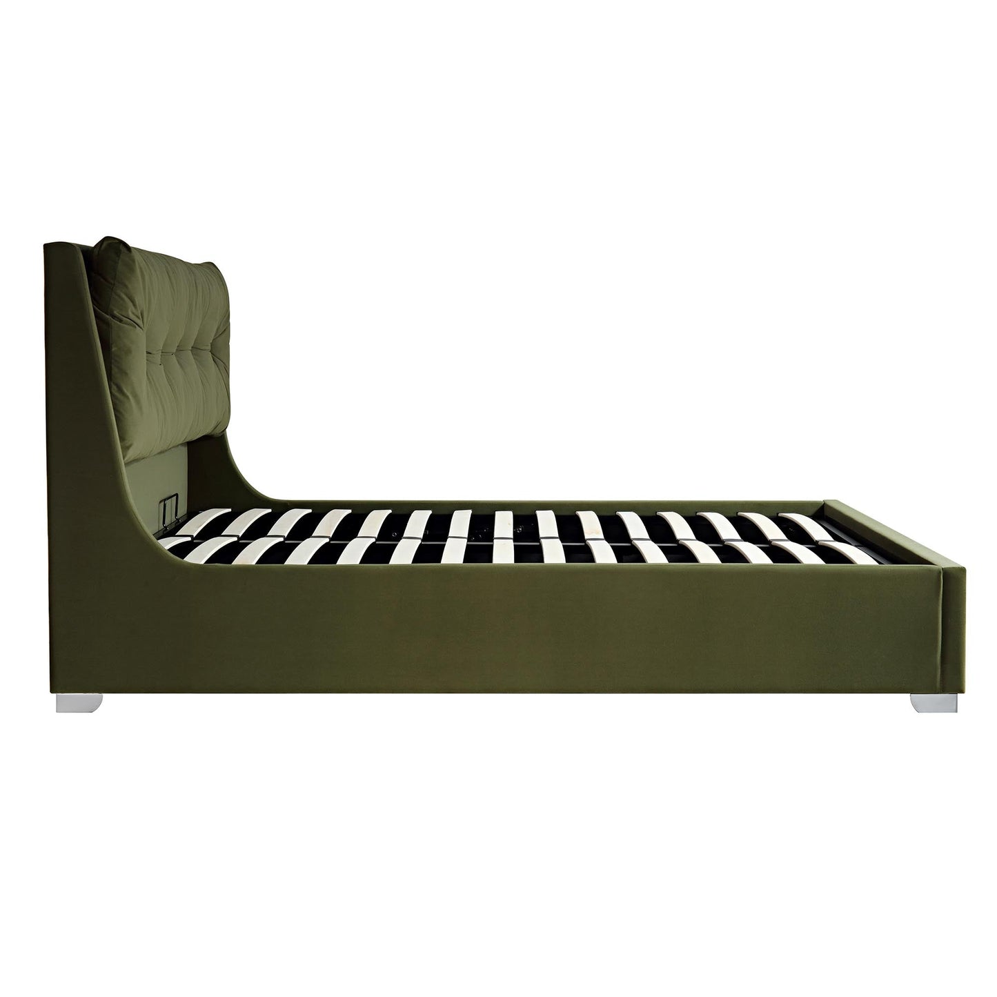Lit ottoman de rangement en velours vert mousse Hadley