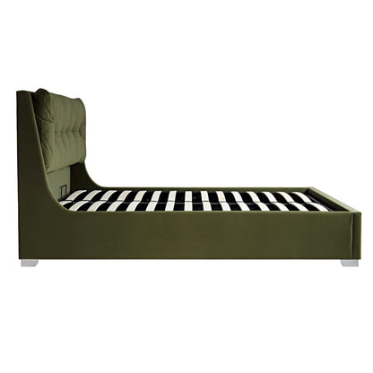 Lit ottoman de rangement en velours vert mousse Hadley