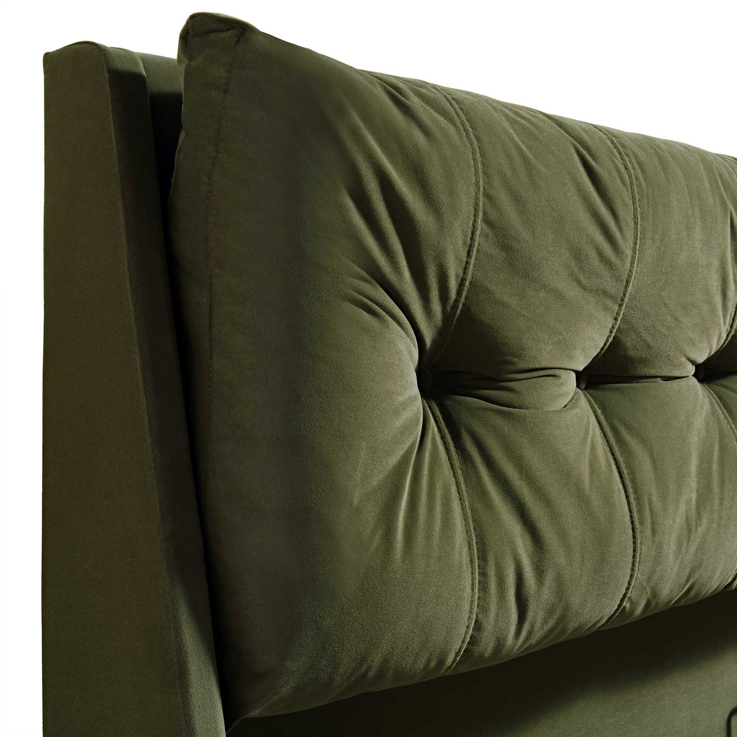Lit ottoman de rangement en velours vert mousse Hadley