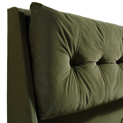 Lit ottoman de rangement en velours vert mousse Hadley