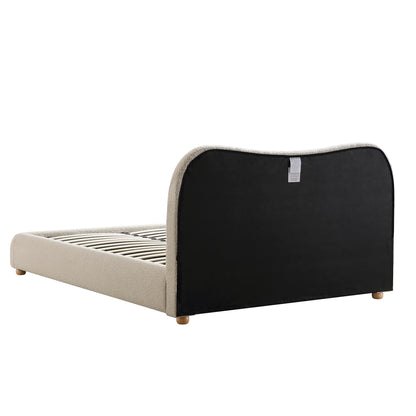 Lit coffre ottoman beige avec tête de lit incurvée Egerie