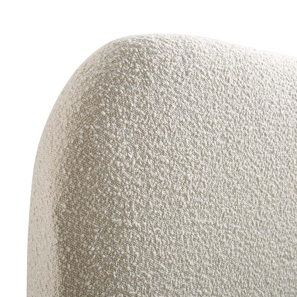 Lit coffre ottoman beige avec tête de lit incurvée Egerie