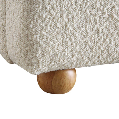 Lit coffre ottoman beige avec tête de lit incurvée Egerie