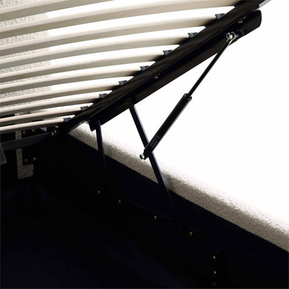 Lit coffre ottoman beige avec tête de lit incurvée Egerie