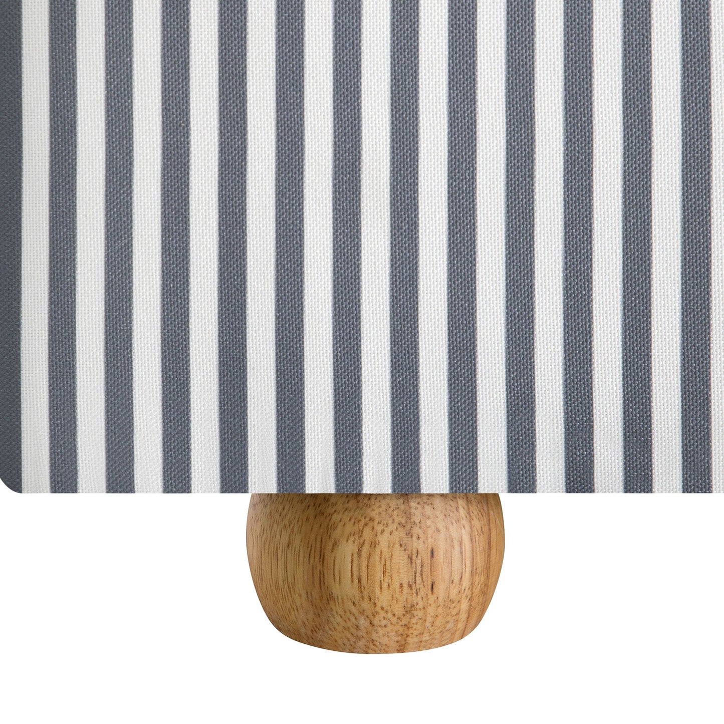 Lit ottoman avec tête de lit incurvée et rangement en tissu rayé bleu ardoise Egerie