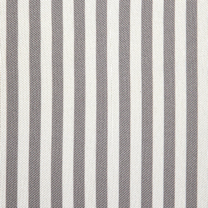 Lit coffre ottoman en tissu rayé taupe clair avec tête de lit incurvée Egerie