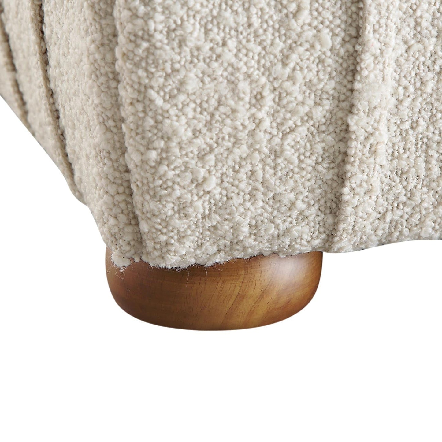 Lit coffre ottoman plissé Helia, beige bouclé